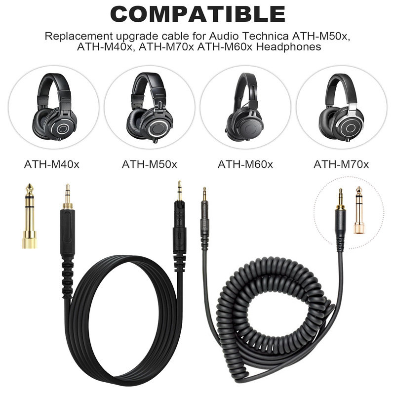 Coiled Audio Cable Replacement - đánh giá và giá Audio Technica Headphone Ath-M50X